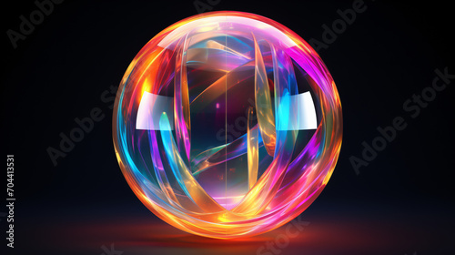 abstract colorful sphere 3d render with Transpare