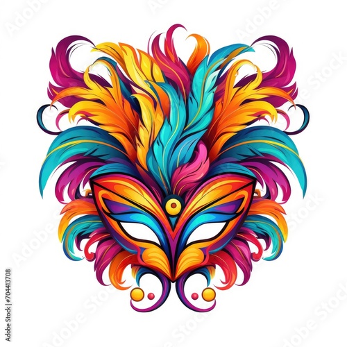 Vibrant Carnival Elegance  A Symphony of Feathers and Colors. Created with Generative AI