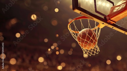 moment when the basketball flies through the air towards the hoop  © buraratn
