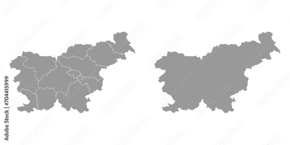 Slovenia grey map with regions. Vector illustration.