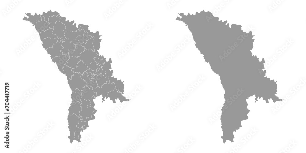 Moldova gray map with provinces. Vector illustration.