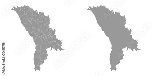 Moldova gray map with provinces. Vector illustration.