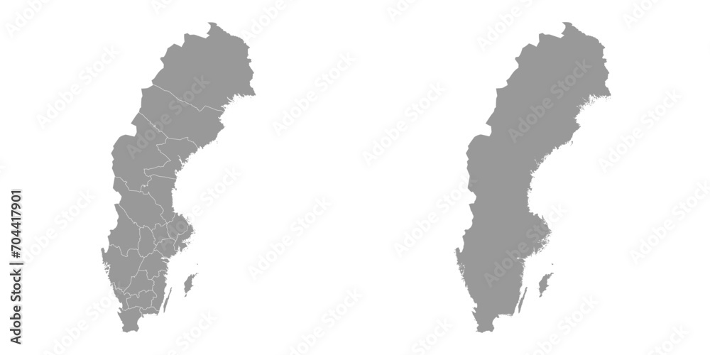 Sweden gray map with provinces. Vector illustration. Sweden gray map with provinces. Vector illustration.