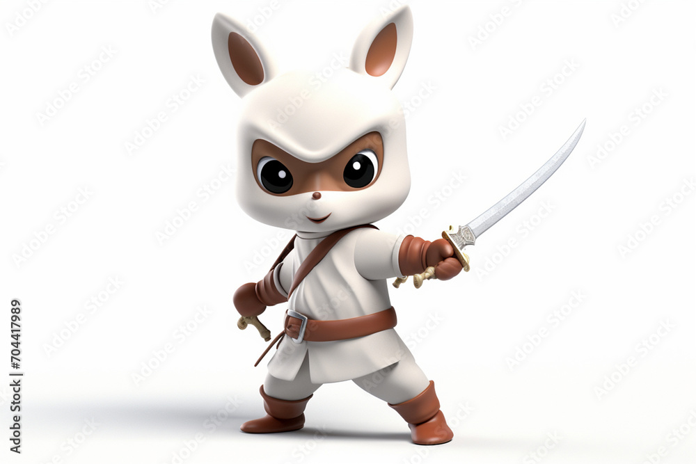 deer ninja cartoon 3d character