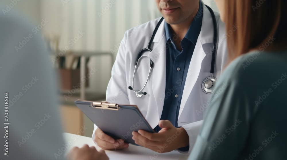 Doctor and patient discussing current health checkup while sitting in clinic with medical concept Discuss cancer with the doctor at the hospital Doctor and patient discussing current health checkup while sitting in clinic with medical concept Discuss cancer with the doctor at the hospital