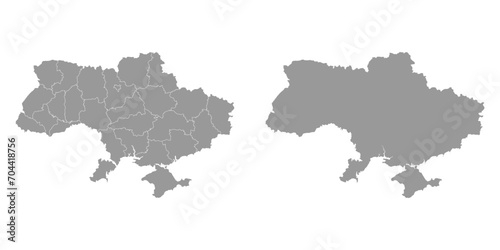 Ukraine gray map with provinces. Vector illustration.