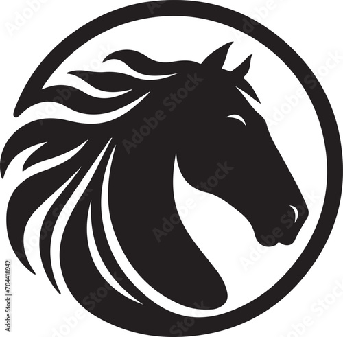Horse Face Logo vector black color silhouette, isolated white background