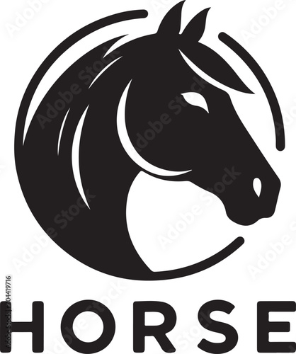 Fototapeta Naklejka Na Ścianę i Meble -  Horse Face Logo vector black color silhouette, isolated white background