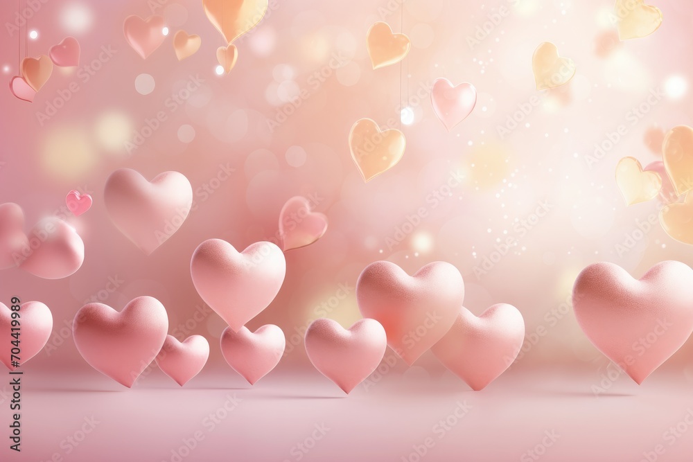 Luxury pink and gold 3D heart wallpaper for Valentine's day