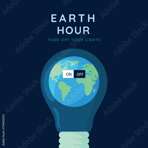  Earth hour illustration with planet and lightbulb