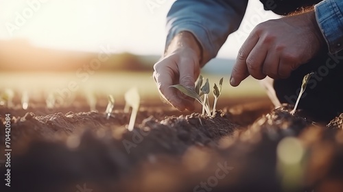 Witness the gentle touch of a farmer's hands as they sow the seeds of hope and abundance in the springtime field.