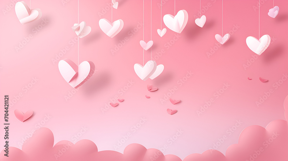 Realistic valentine's day background in pink colour, generative ai