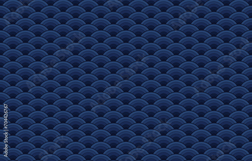 Seigaiha or seigainami literally means blue wave of the sea. Pattern abstract scales simple Spring Nature background with japanese circle pattern. Vector.