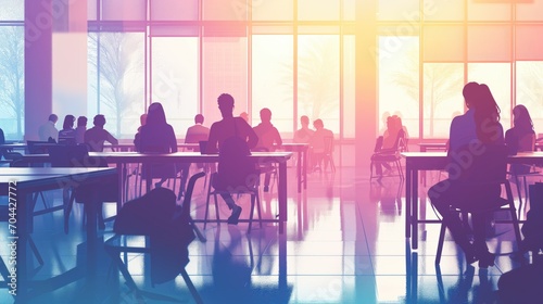 abstract classroom with students --ar 16:9 --style raw --v 6 Job ID: 438cd08a-06be-42df-92d9-4ac131ae324c