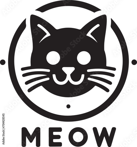 minimal cat face logo vector art illustration, cat icon vector illustration