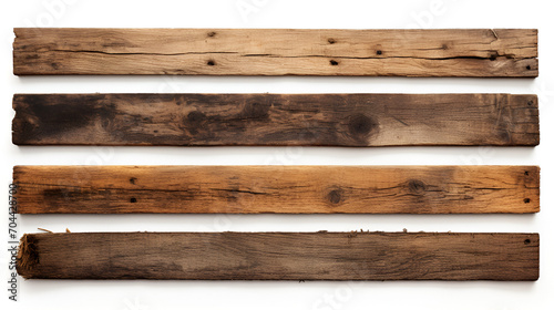wood planks or wood strips isolated on white background, generative ai