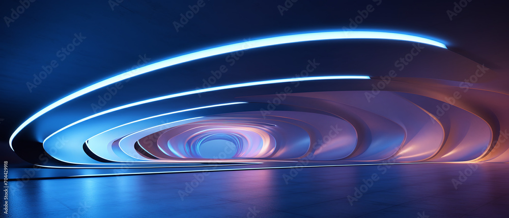 3D render of abstract parametric architecture with neon lights 3D render of abstract parametric architecture with neon lights