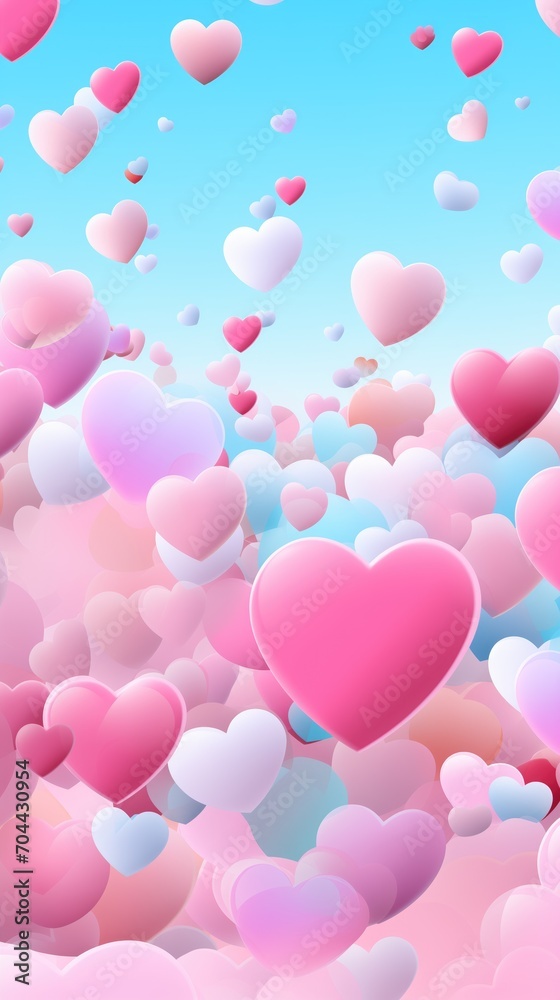 Abstract bokeh valentine card with a lot of hearts background