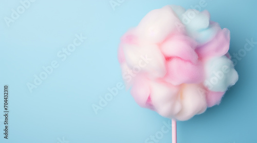 top view of the pastel cotton candy with marshmallow. cute food concept