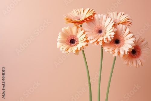 Pastel colored gerbera flowers copy space