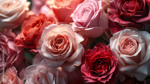  Beautiful background with roses on top view