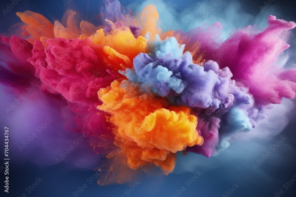Cloud of colored powders background