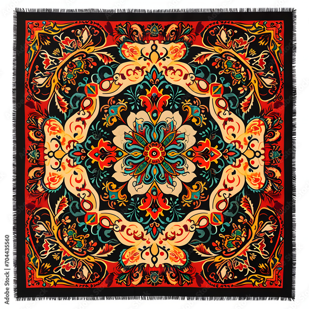 Bohemian tapestry isolated on white background, png
