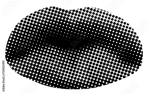 Retro halftone lips. Kissing lips cut out from newspaper. Pouting lips. Modern collage. Pop art dotted style. Mouth with halftone texture. Body part. Comic style woman mouth. Vintage newspaper parts