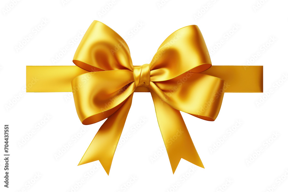 Golden silky ribbon with bow isolated. Gift box. Golden silky ribbon with bow isolated. Gift box.