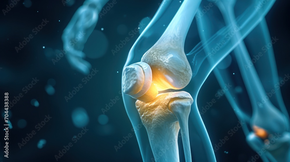 Knee Joint Replacement, 3D Style Illustration - obrazy, fototapety, plakaty 