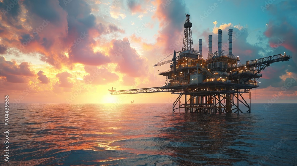 Petroleum platform oil and gas at sea