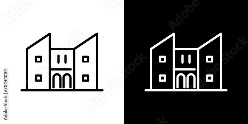 シンプルな二世帯住宅アイコン