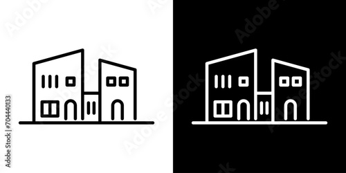 シンプルな二世帯住宅アイコン