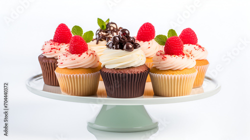 High Definition Cupcakes on white background, generative ai