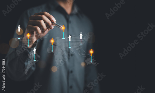 Population sampling for business research, concept. marketing goals, customer care services, customer relationship management (CRM), market segmentation, big data discovery, access personal data