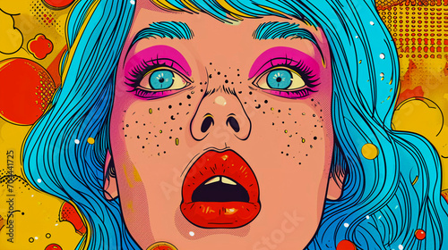 Pop art comics face, psychedelic art, Generative AI