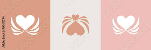 Heart with wings, Celebration and Happy Valentine's Day. Eps 10 Vector.