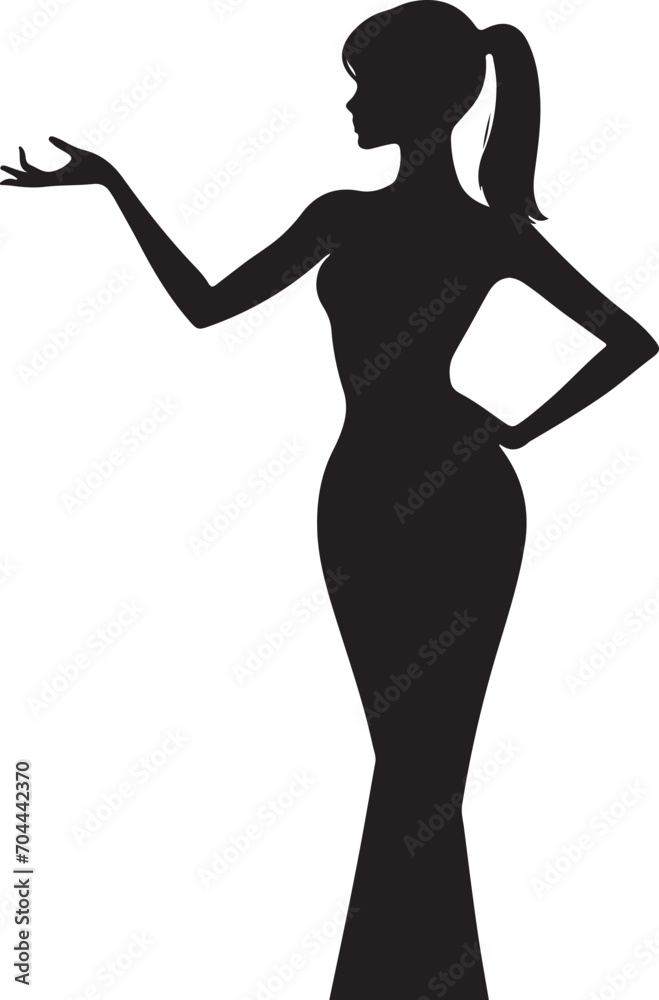 Silhouette of woman presenting something pose Silhouette of woman presenting something pose