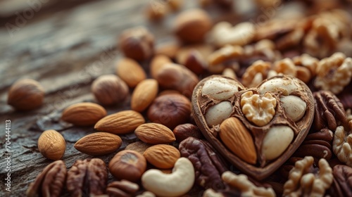 Nostalgic Nutty Melodies, An Enchanting Heart Crafted With a Symphony of Nuts and Nutshells © FryArt Studio