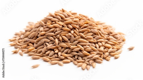 A small pile of spelt grains showcased in a close-up realistic photo against a white background Generative AI