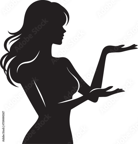 Silhouette of woman presenting something pose