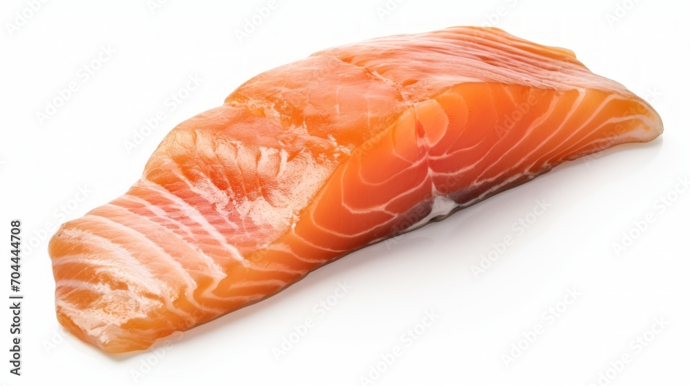 Close-up realistic photo of a moist trout fillet piece against a white background Generative AI Close-up realistic photo of a moist trout fillet piece against a white background Generative AI