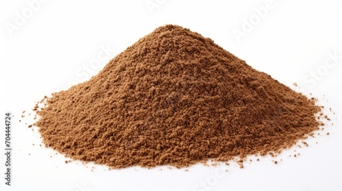 Close-up realistic photo of a small mound of teff grains on a white background Generative AI