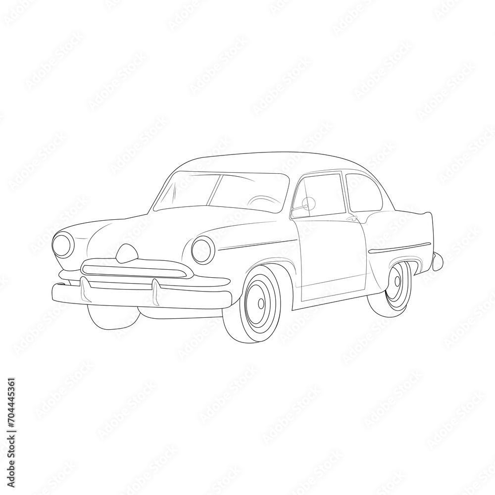 Silhouette of a classic retro car. Design for greeting cards, posters, patches, clothing prints, emblems, tattoos. Retro car on a white background.