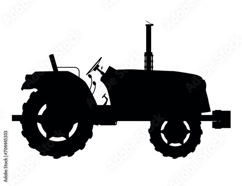 Tractor Silhouette In Isolation