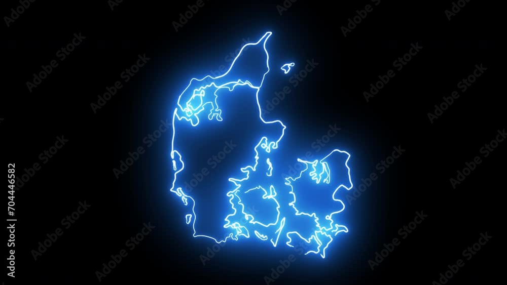 Animated Denmark map icon with a glowing neon effect