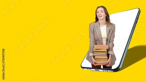 Woman student. Girl with bo...