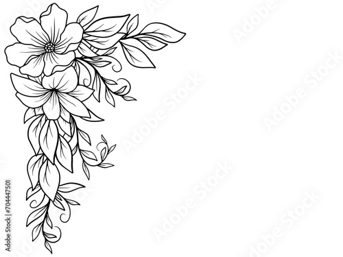 Bouquet Flower Corner Outline Illustration