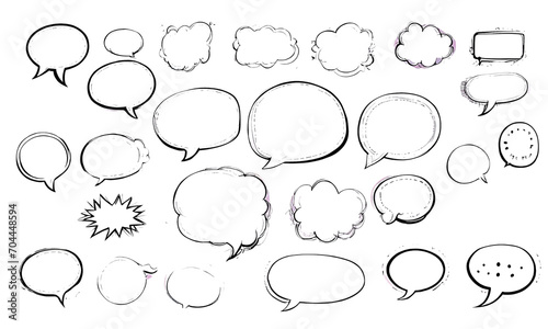 set of Vector speech bubbles . speech bubbles set, Outline chat word design, Cartoon text bubble frames, Vector illustration isolated on white background, PNG.
