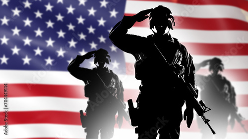 American soldiers salute. U...